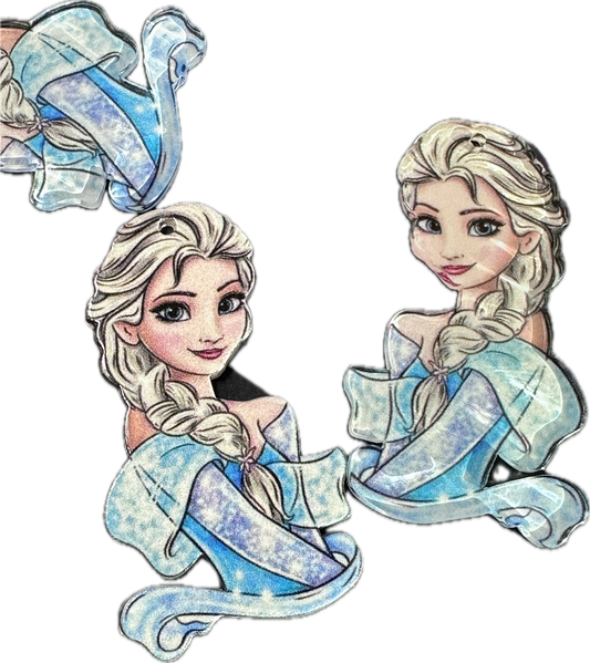 Pretty lady in blue dress Acrylic Pendants – Pendant Charms for DIY Crafts (Set of 5)