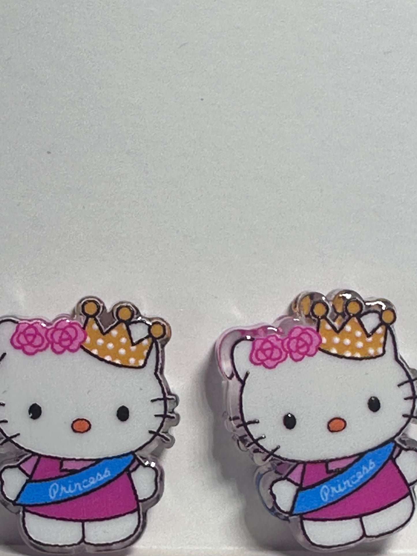 Princess cat with crown acrylic focal bead- set of 2/ focal bead/ pen beading / keychain bead /pagent cat