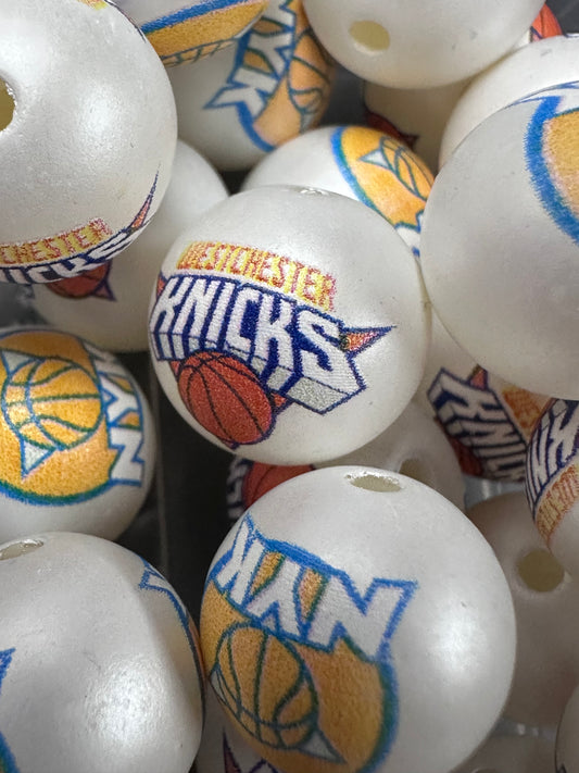 NY Knicks basketball Sports 16mm Sports Print Beads • Set of 10 • Great for Pens, Keychains & Crafts-