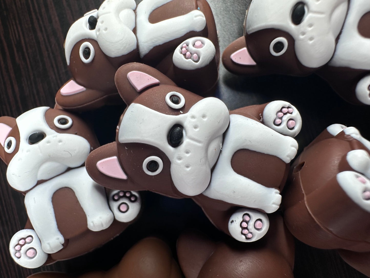 3D Boston Terrier Dog focal bead /silicone bead for beadable pens, rods, brushes, keychains