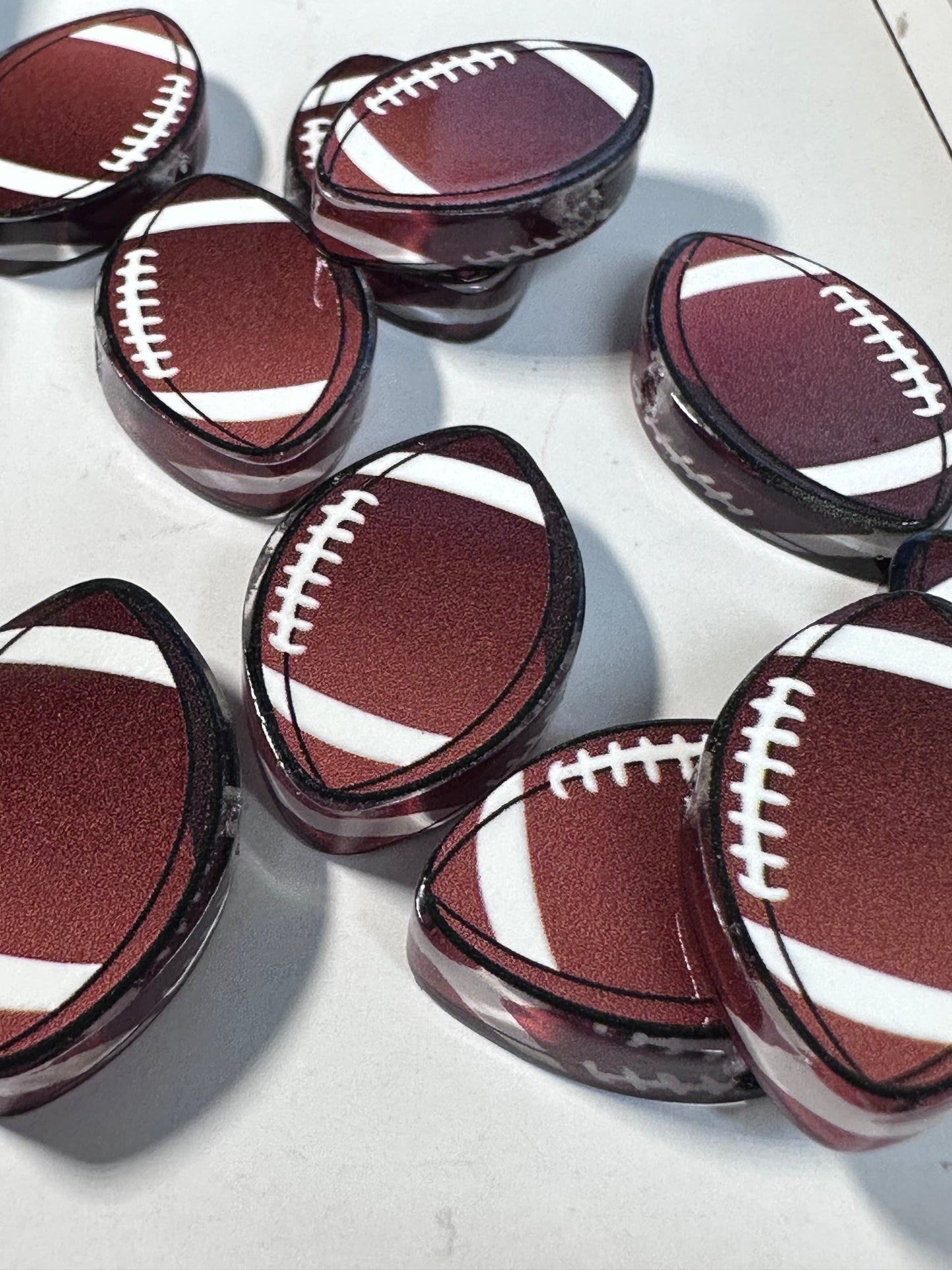 NEW football acrylic focal bead- set of 2/ focal bead/ pen beading / keychain bead