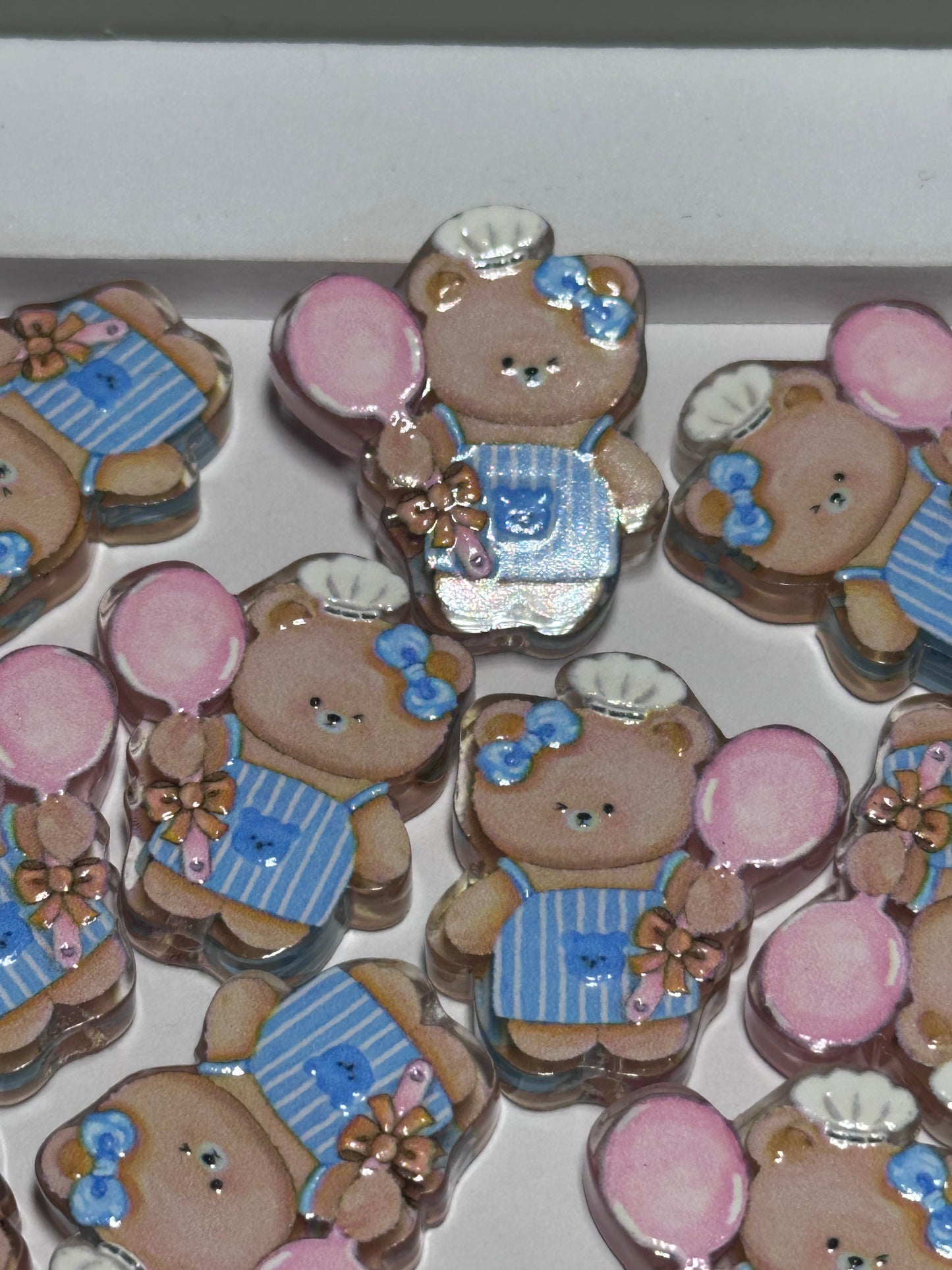 Teddy Bear acrylic focal bead- set of 2/ focal bead/ pen beading / keychain bead/