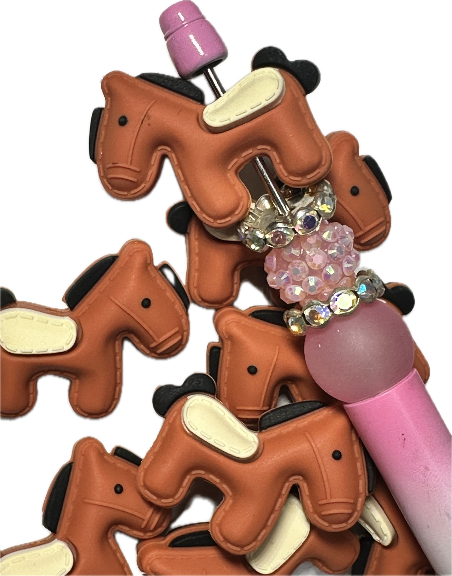 3D Horse/ Focal Bead/ beadable pen/ Silicone  bead/ keychain bead/horseback