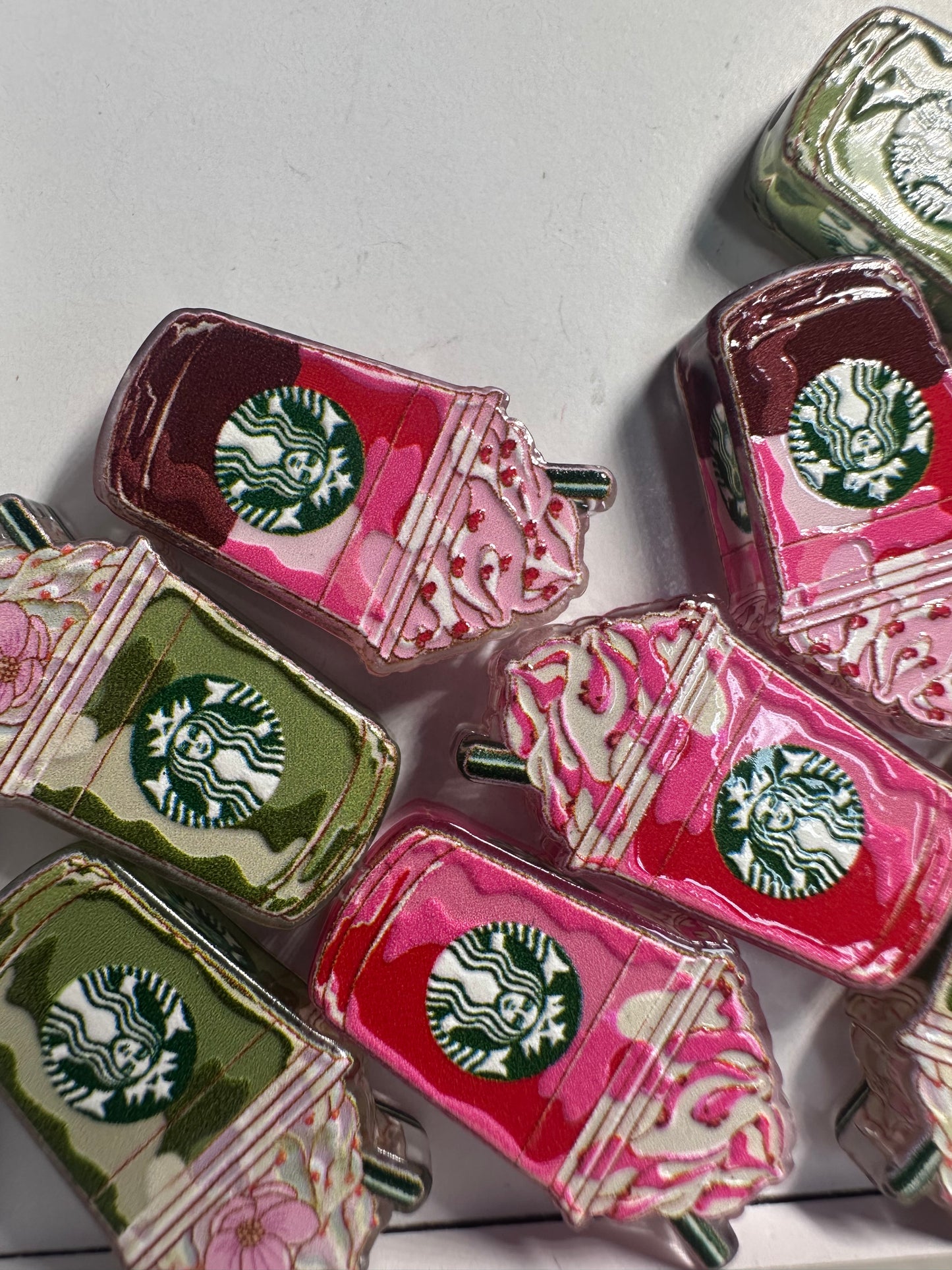 Coffee drink Acrylic focal bead- set of 2/ focal bead/ pen beading / keychain bead