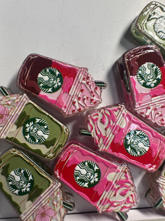 Coffee drink Acrylic focal bead- set of 2/ focal bead/ pen beading / keychain bead