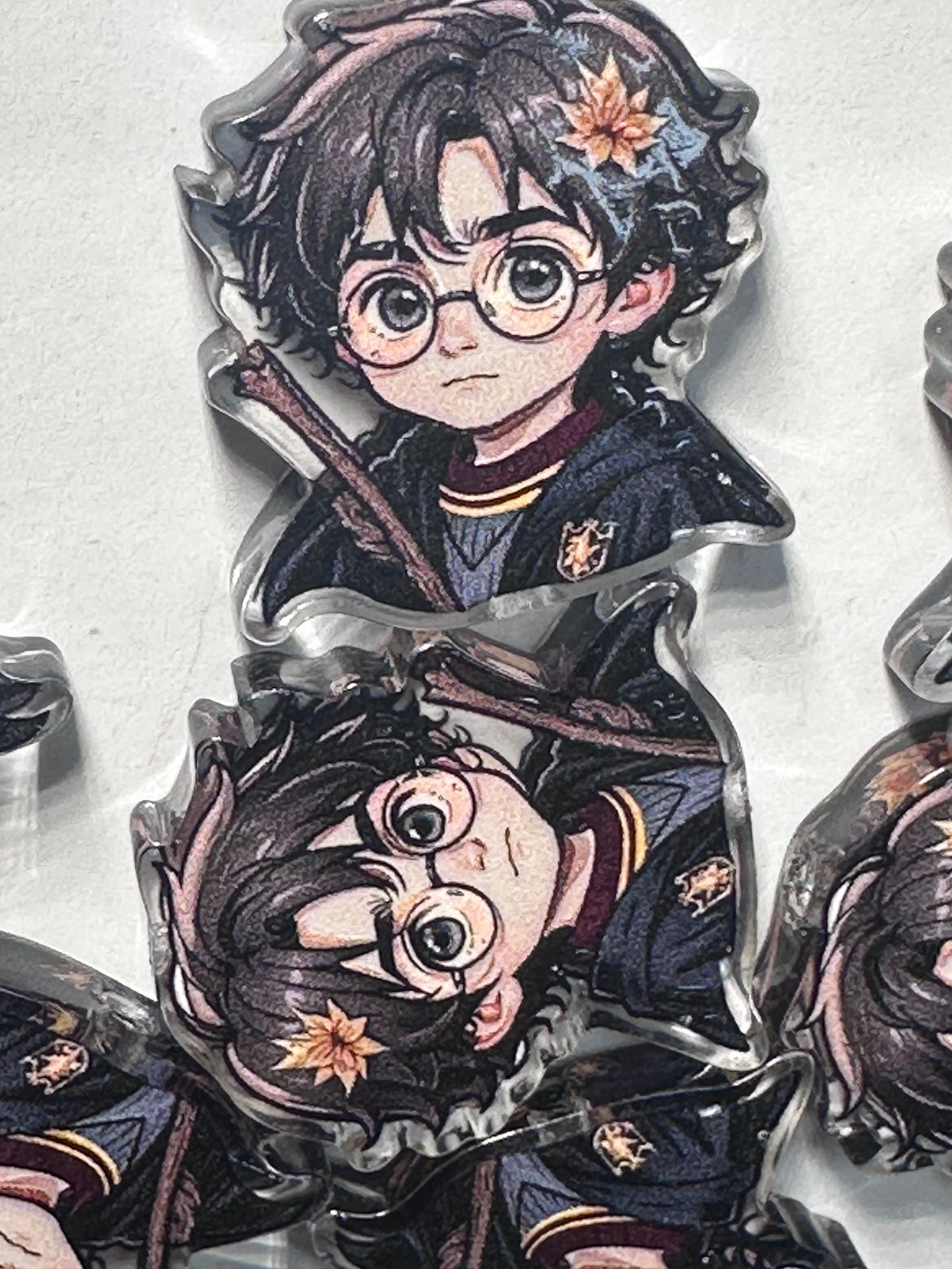 Boy with glasses acrylic focal bead- set of 2/ focal bead/ pen beading / keychain bead