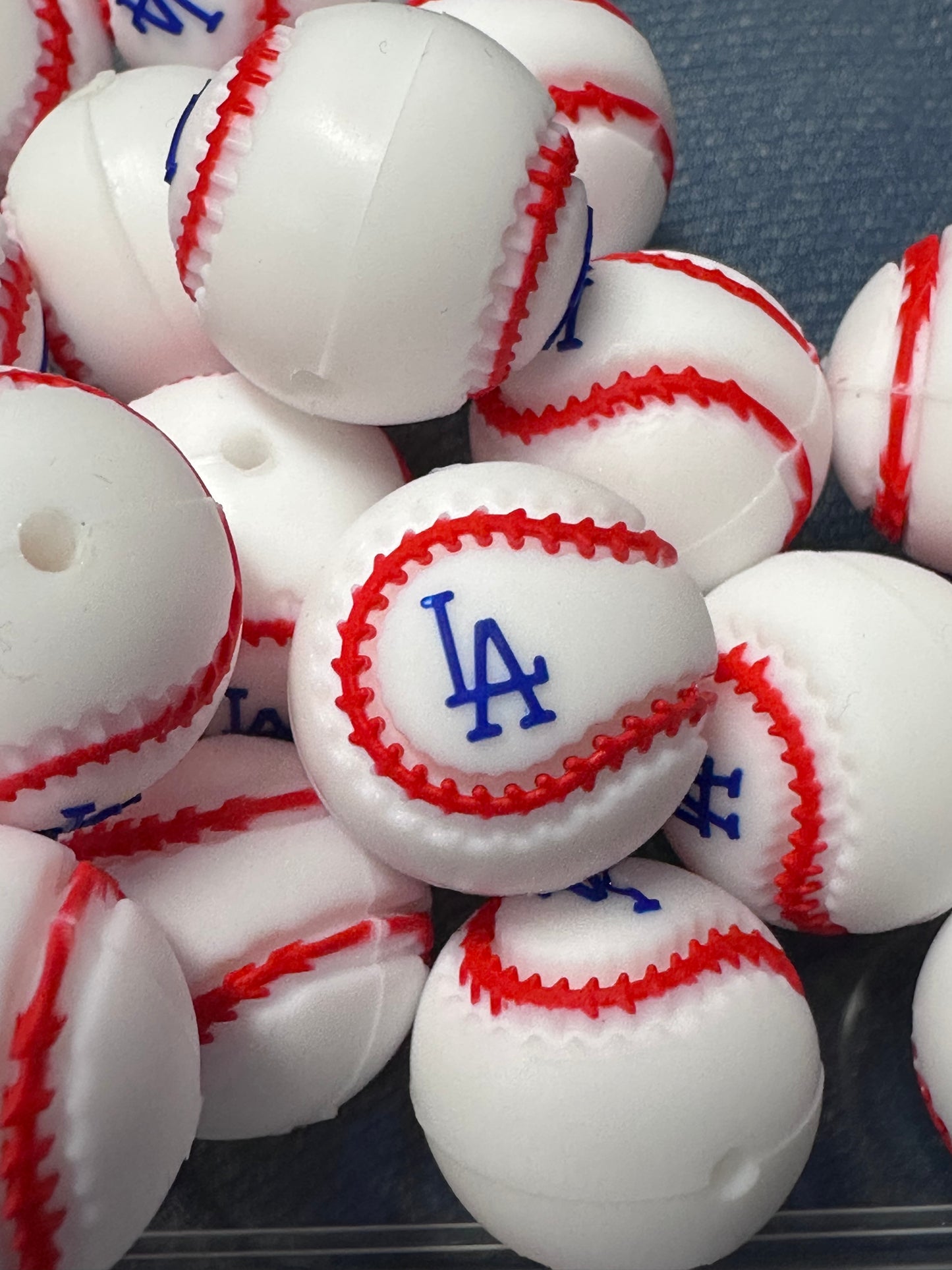 3D baseball team focal bead/ baseball shaped silicone focal bead