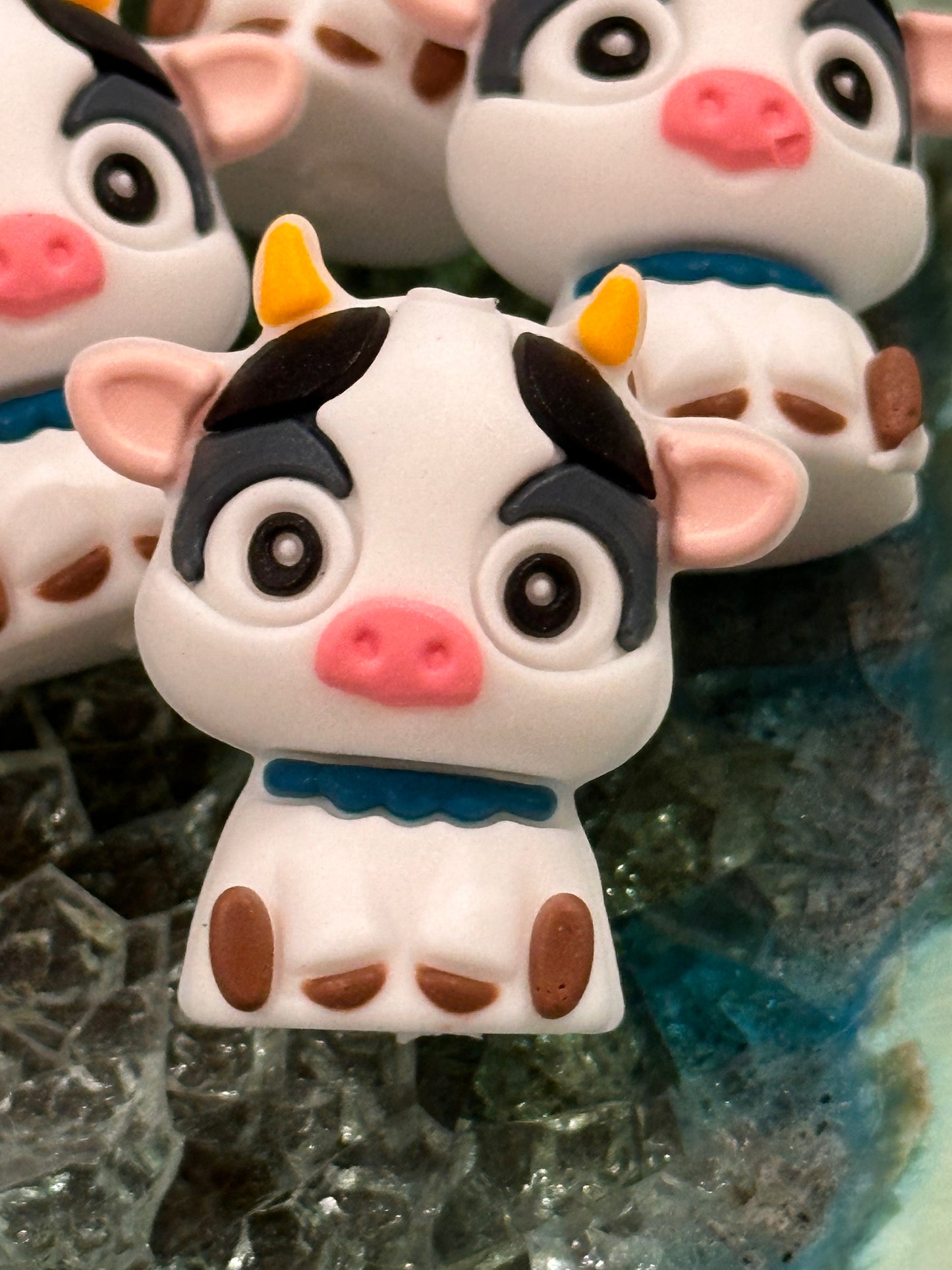 3D cow Focal Bead / silicone bead