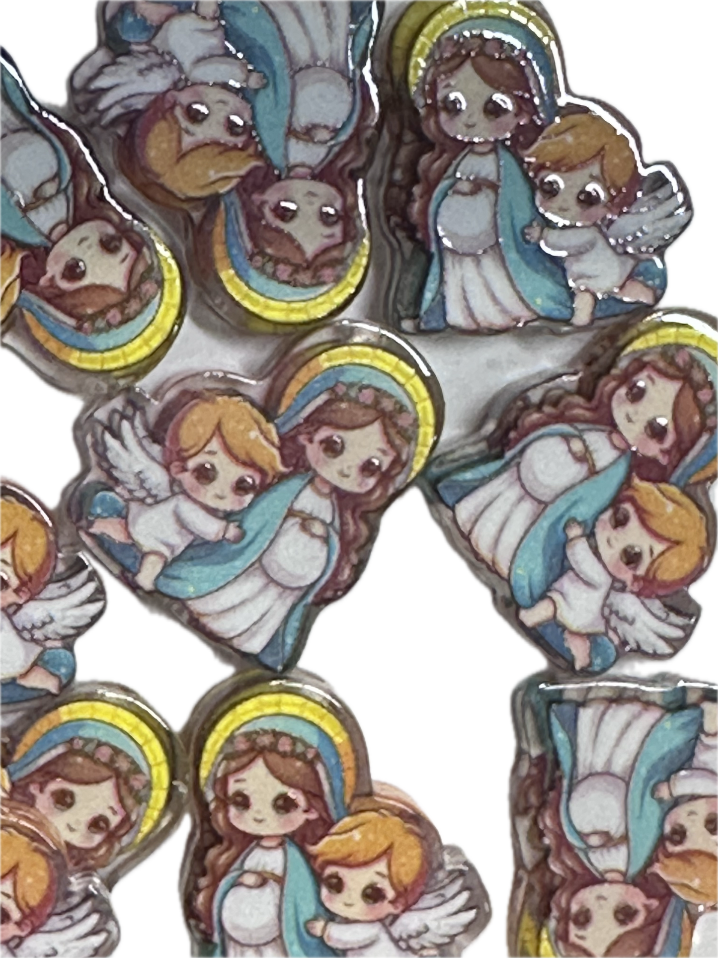 Angel and Mary acrylic focal bead- set of 2/ focal bead/ pen beading / keychain bead/ pregnant