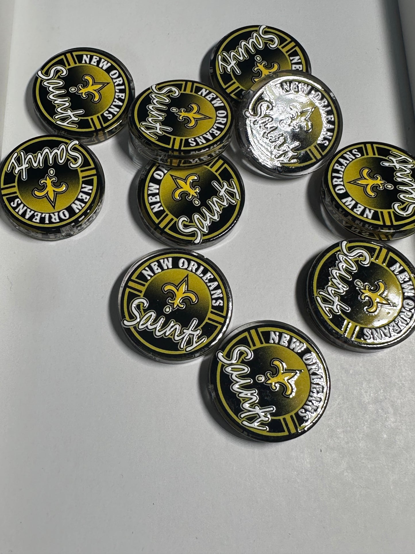 NEW New Orleans Saints acrylic focal bead- set of 2/ focal bead/ pen beading / keychain bead /football