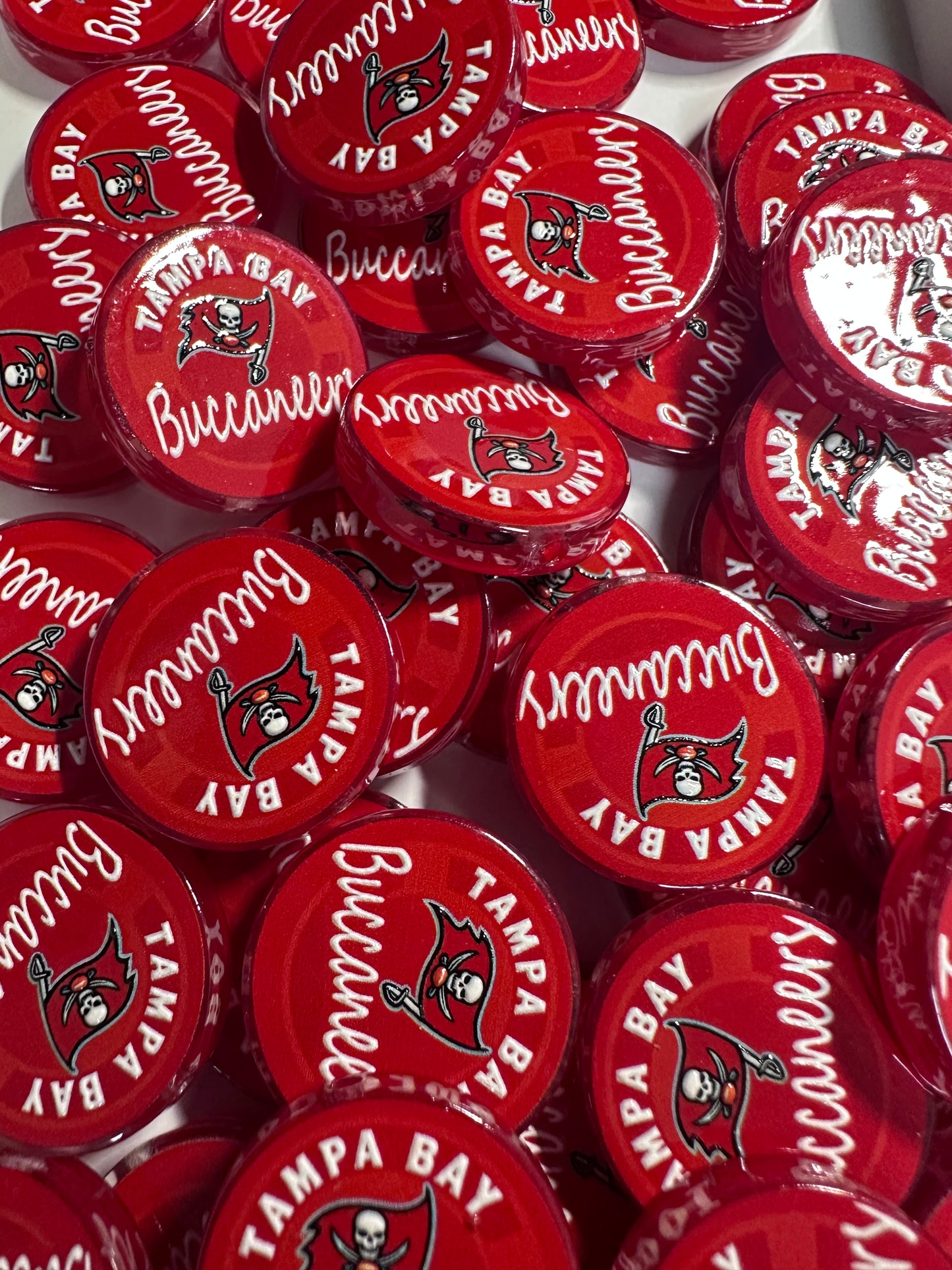 NEW Tampa Bay Buccaneers acrylic focal bead- set of 2/ focal bead/ pen beading / keychain bead /football