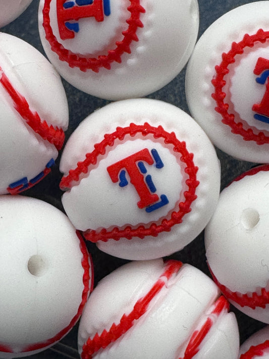 3D Texas baseball team focal bead/ baseball shaped silicone focal bead