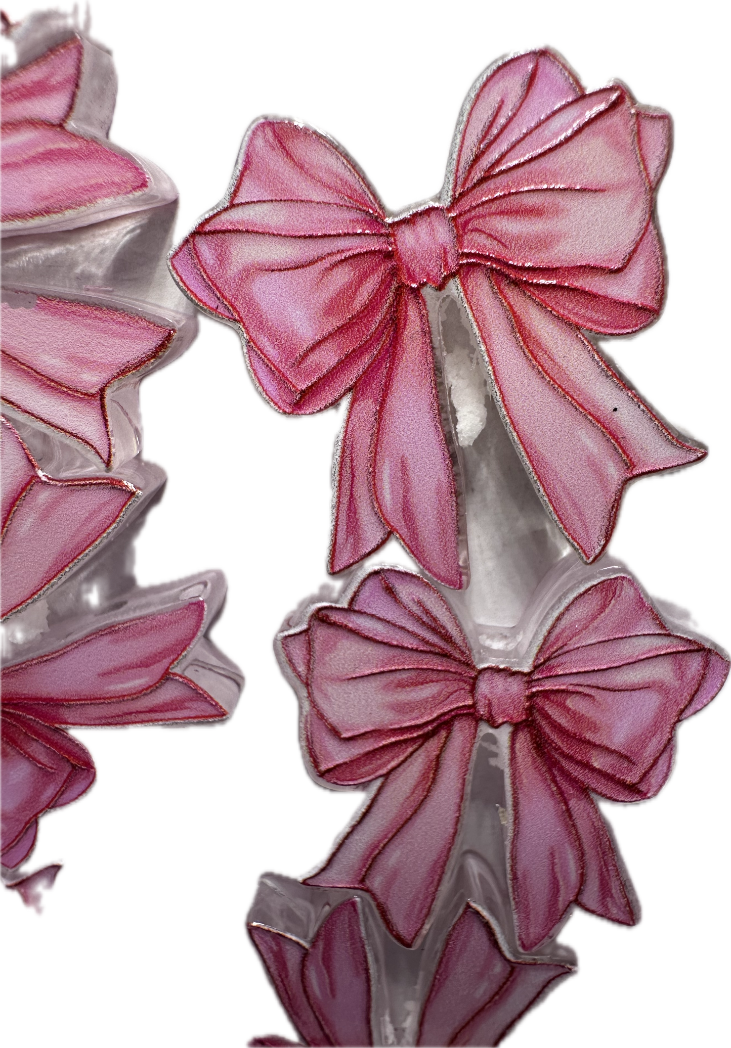 Long pink bow acrylic focal bead- set of 2/ focal bead/ pen beading / keychain bead/ fancy bow