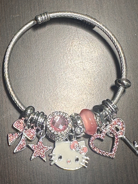 Charm Bracelet/ pink charms/ HK/ Perfect gift for friends and family