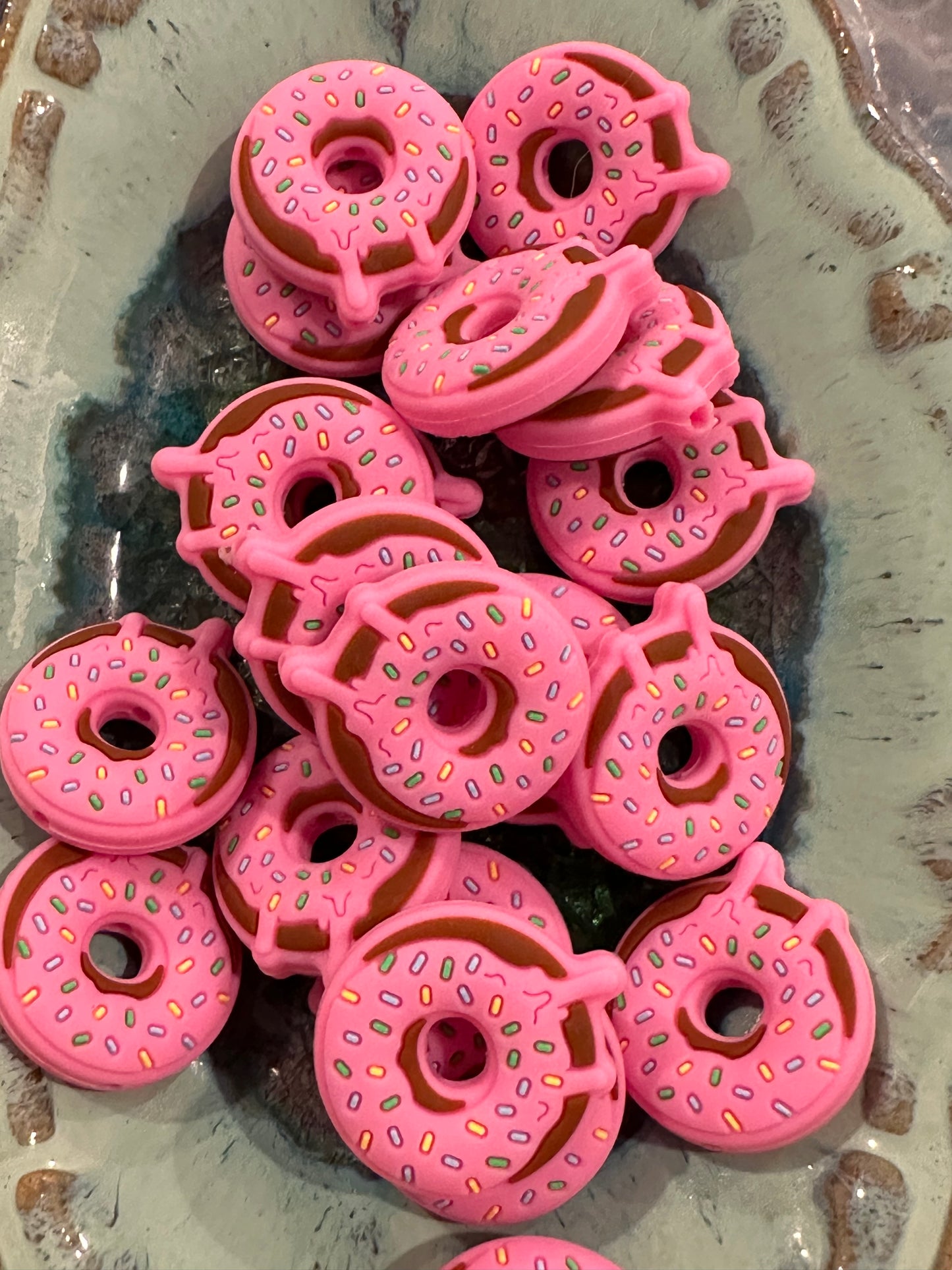 Pink donut focal bead