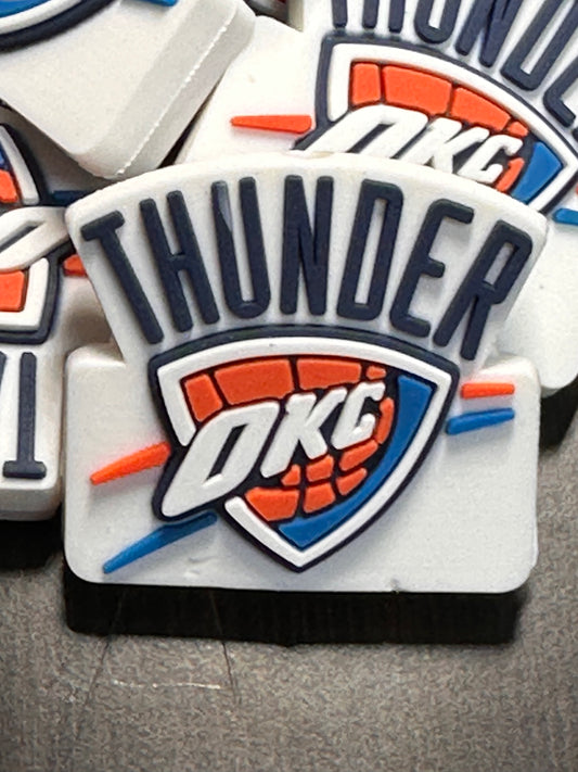 NEW OKC THUNDER focal bead/ silicone bead/ basketball