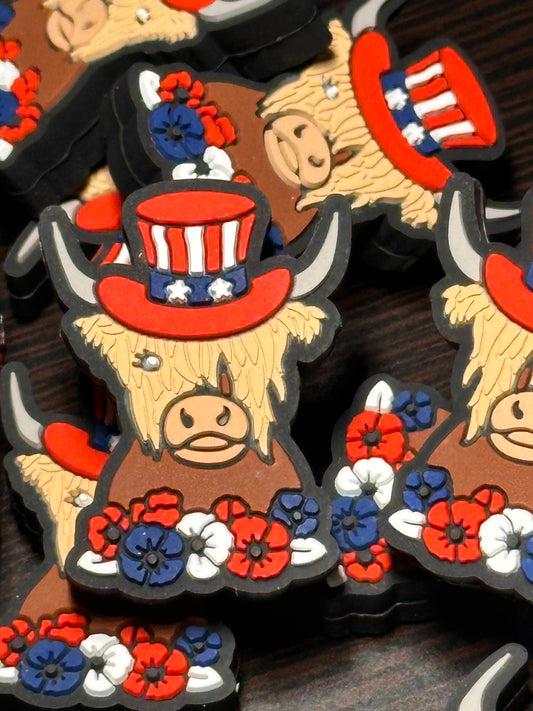 Patriotic Focal Bead/ American cow/ Stars and Stripes/ Highlander