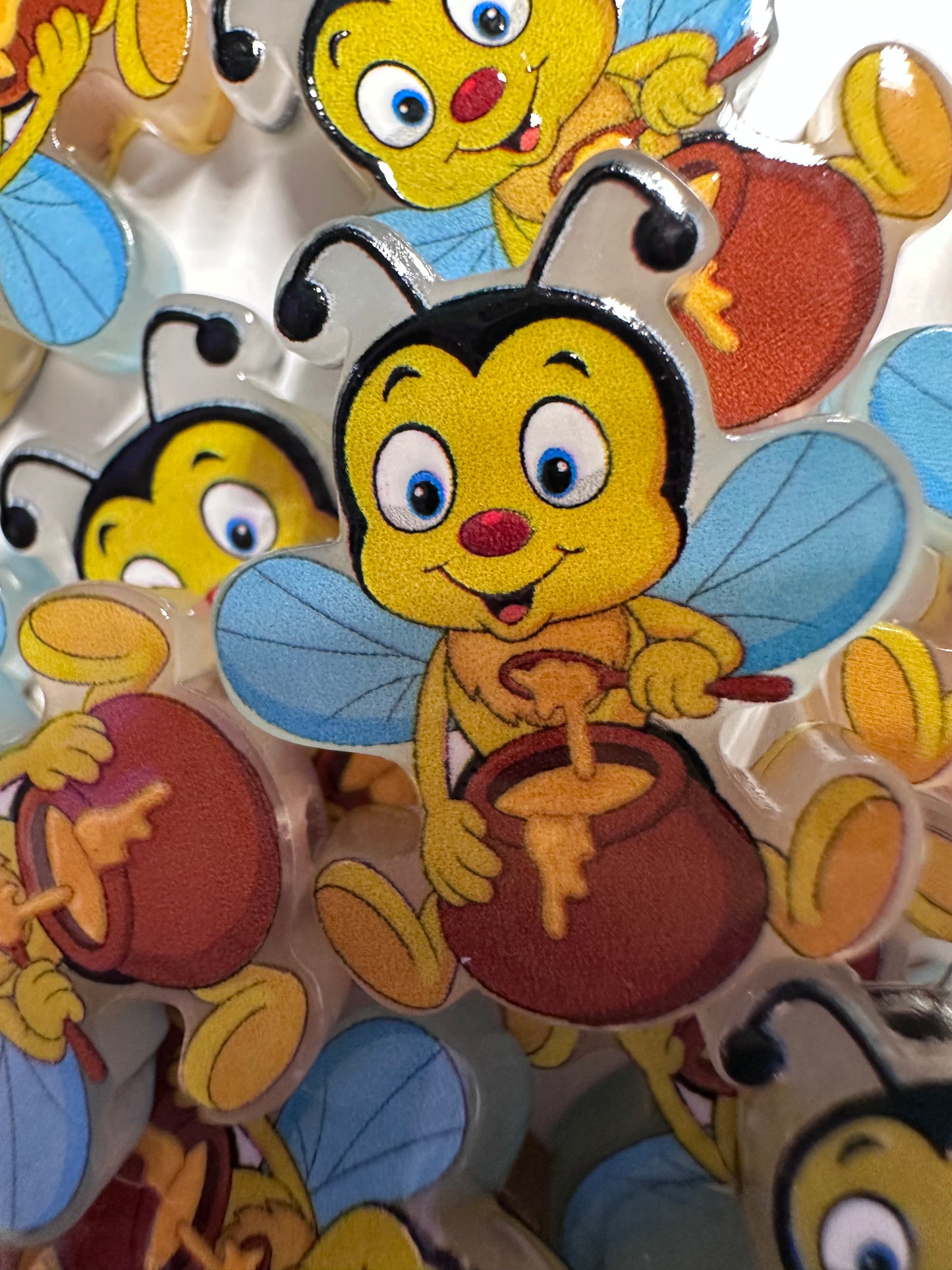 Bee with honey acrylic focal bead- set of 2/ focal bead/ pen beading / keychain bead