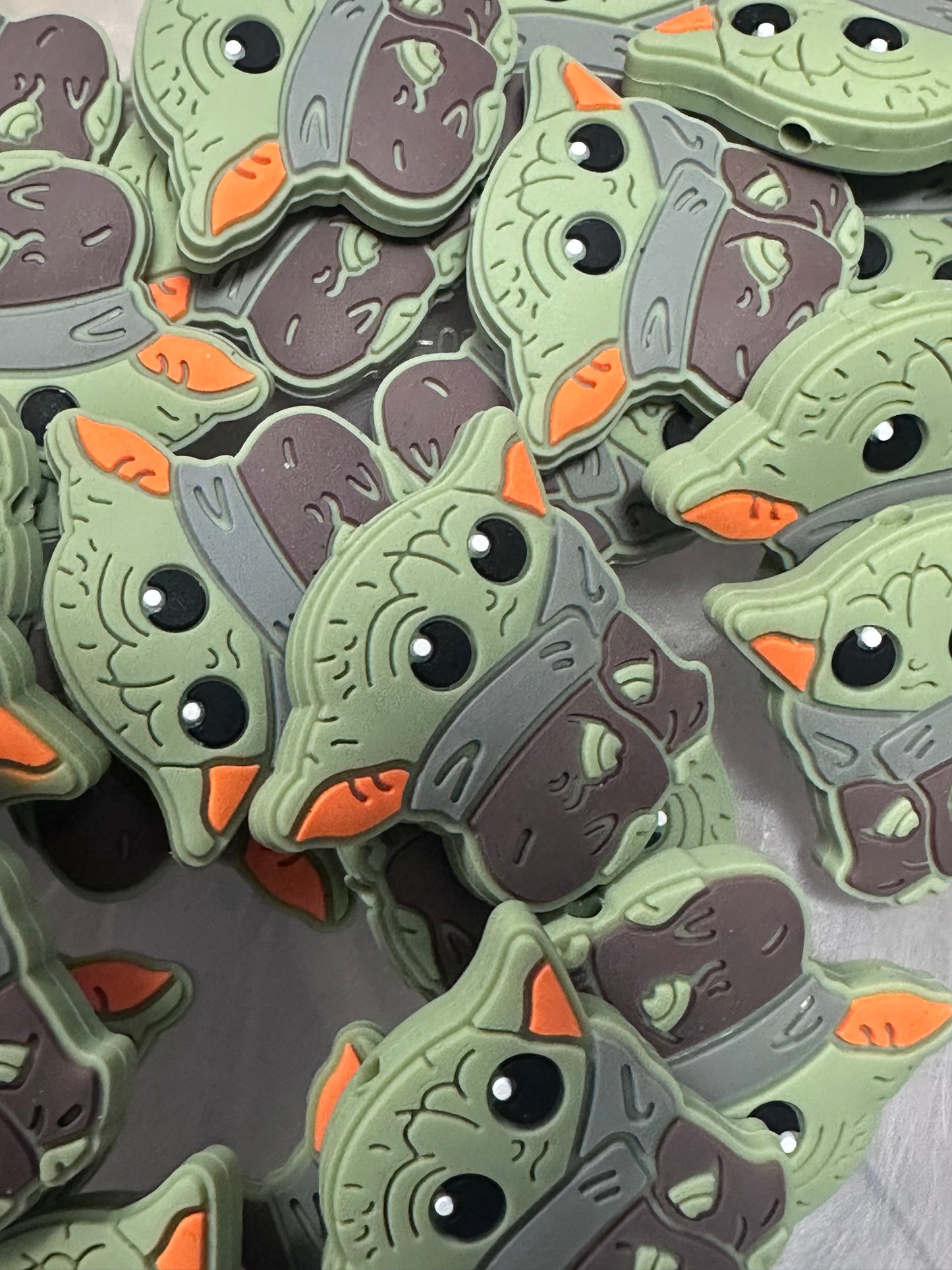 Baby green guy focal bead/star guy/ silicone focal bead/beadable pen bead