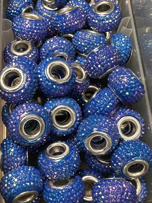 Rhinestone fancy spacer beads-Dark Blue / jewelry/ beadable pen beads/ keychain bead/ DIY/
