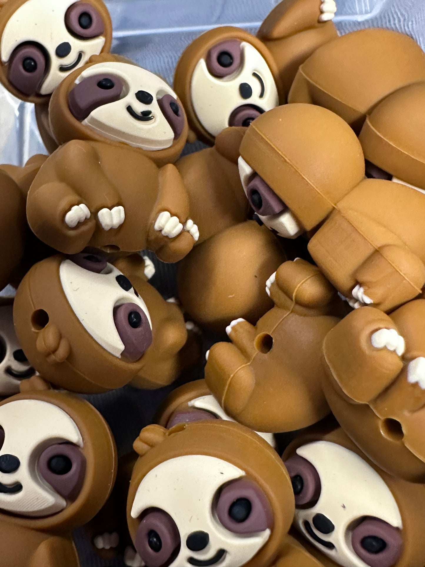 3D Sloth silicone bead/ Keychain bead