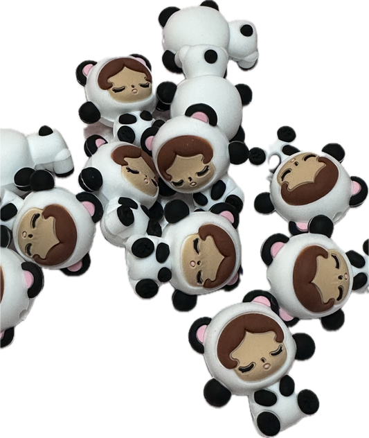 Child in Panda Bear suit Focal Bead/ beadable pen/ Silicone  bead/ keychain bead/skull