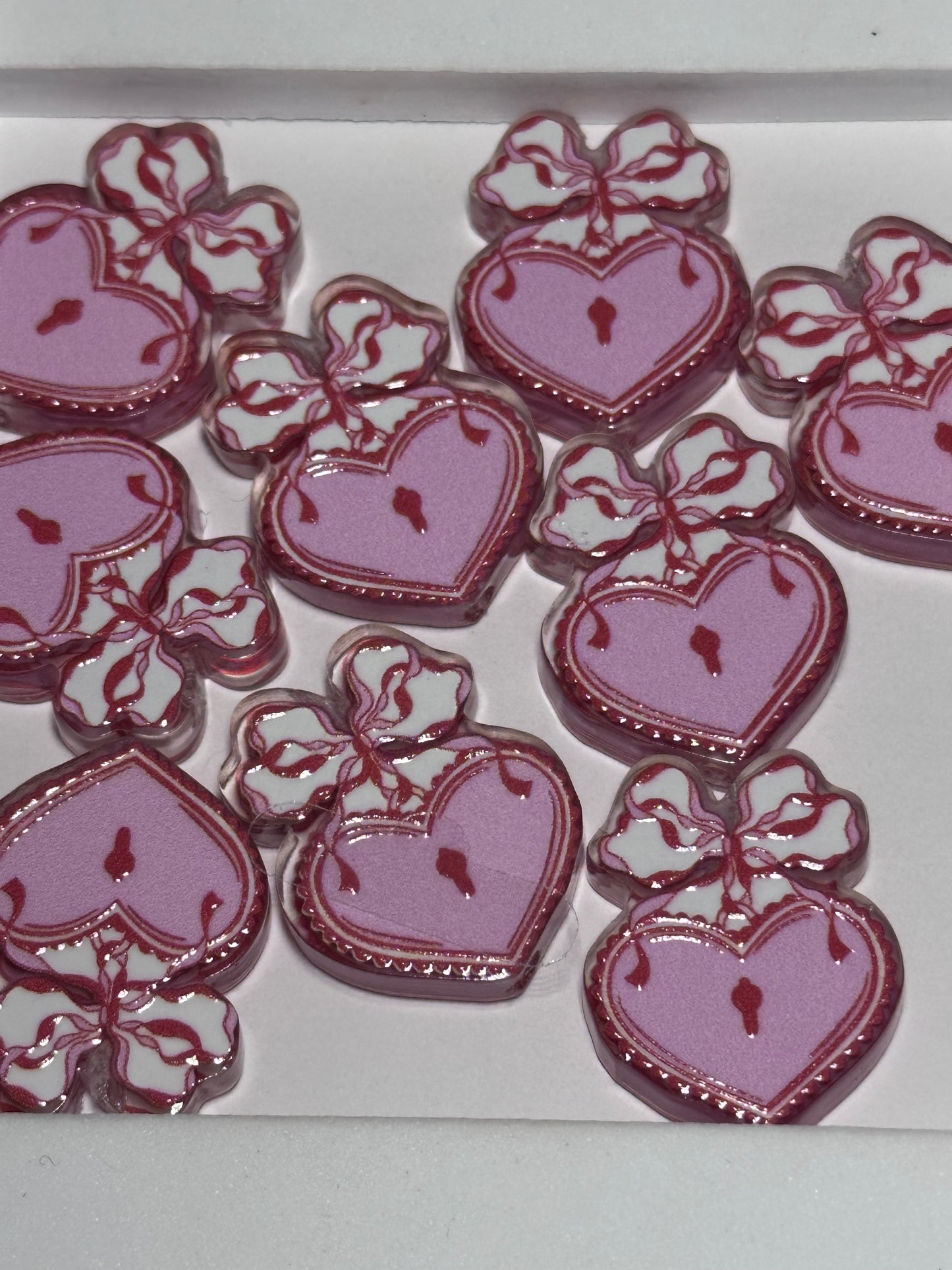 Heart Lock acrylic focal bead- set of 2/ focal bead/ pen beading / keychain bead/ Keyhole locket