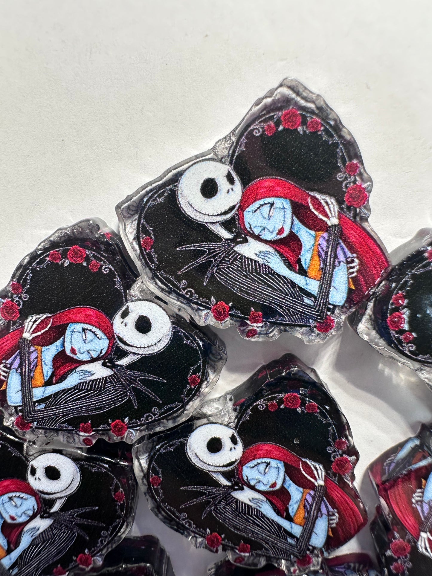 Jack and Sally acrylic focal bead- set of 2/ focal bead/ pen beading / keychain bead/ NMBC
