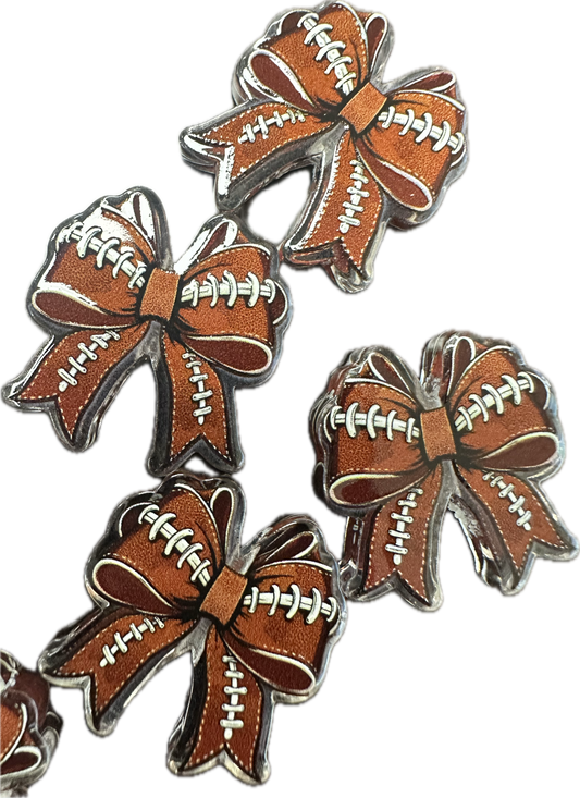 Football bow acrylic focal bead- set of 2/ focal bead/ pen beading / keychain bead/ sports