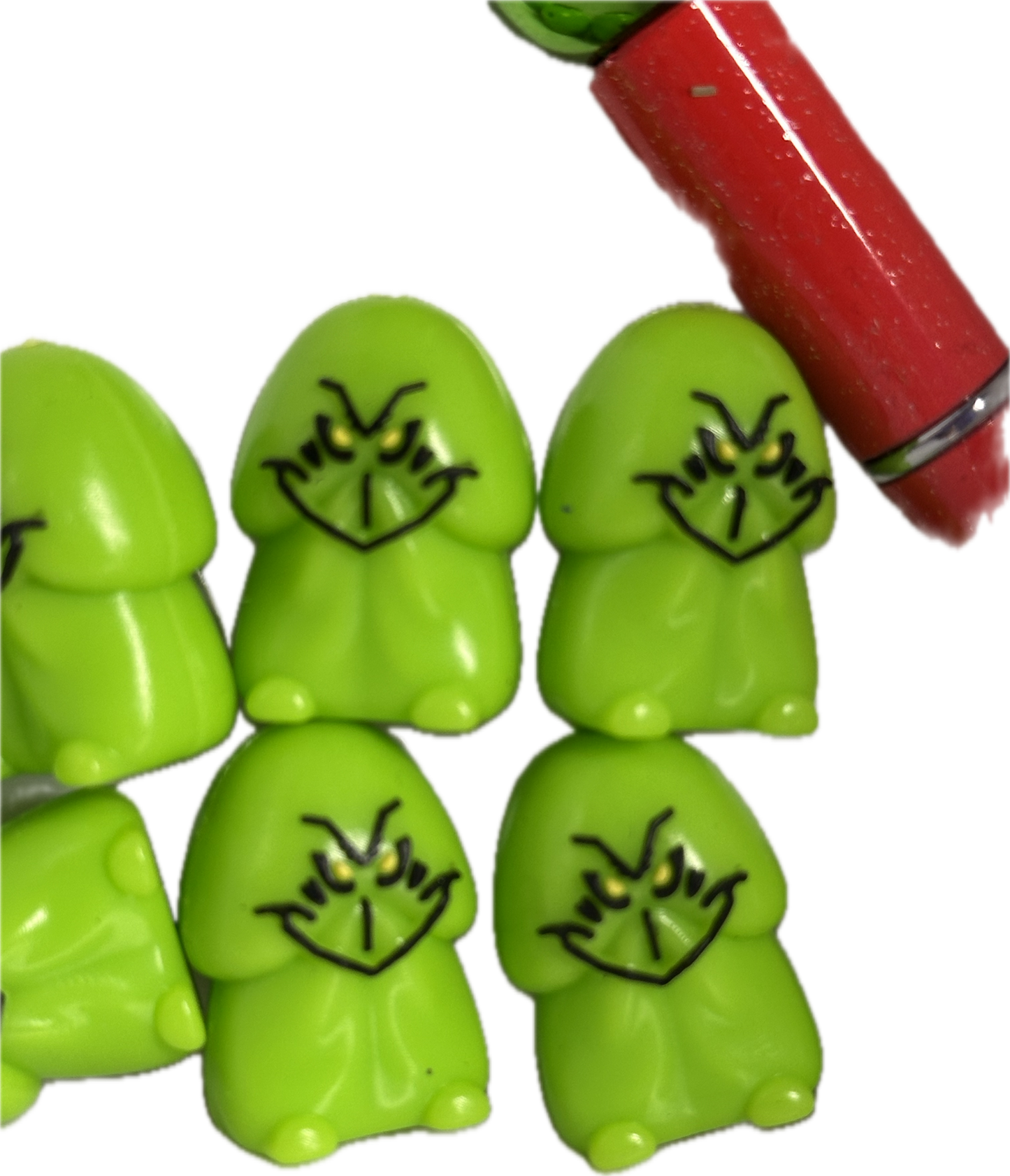 3D Christmas Richard/silicone focal bead / green guy face on weiner shaped pen bead