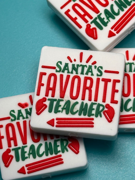 Teacher Christmas focal bead /Focal Bead/ beadable pen/ Silicone  bead/ keychain bead/