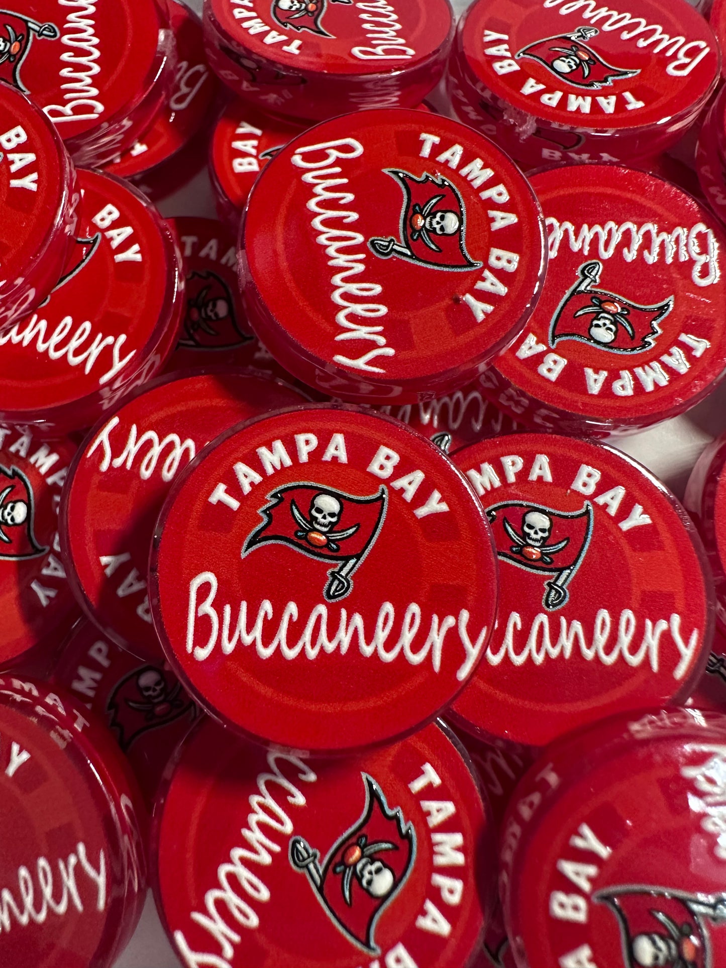 NEW Tampa Bay Buccaneers acrylic focal bead- set of 2/ focal bead/ pen beading / keychain bead /football