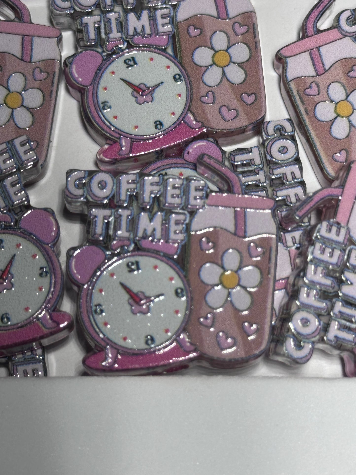 Coffee Time acrylic focal bead- set of 2/ focal bead/ pen beading / keychain bead/ drink