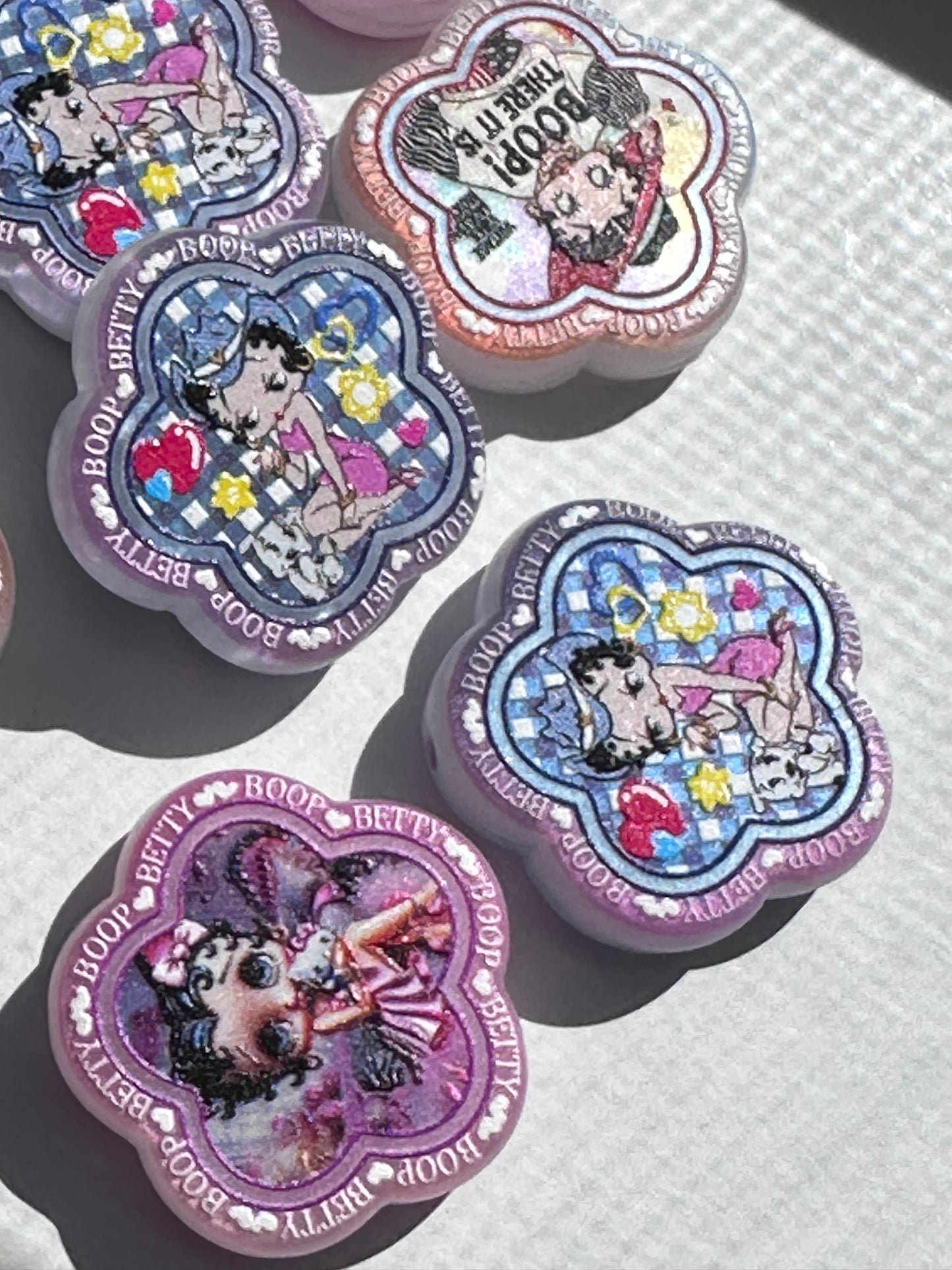 Flower shaped girl acrylic focal bead- set of 2/ focal bead/ pen beading / keychain bead