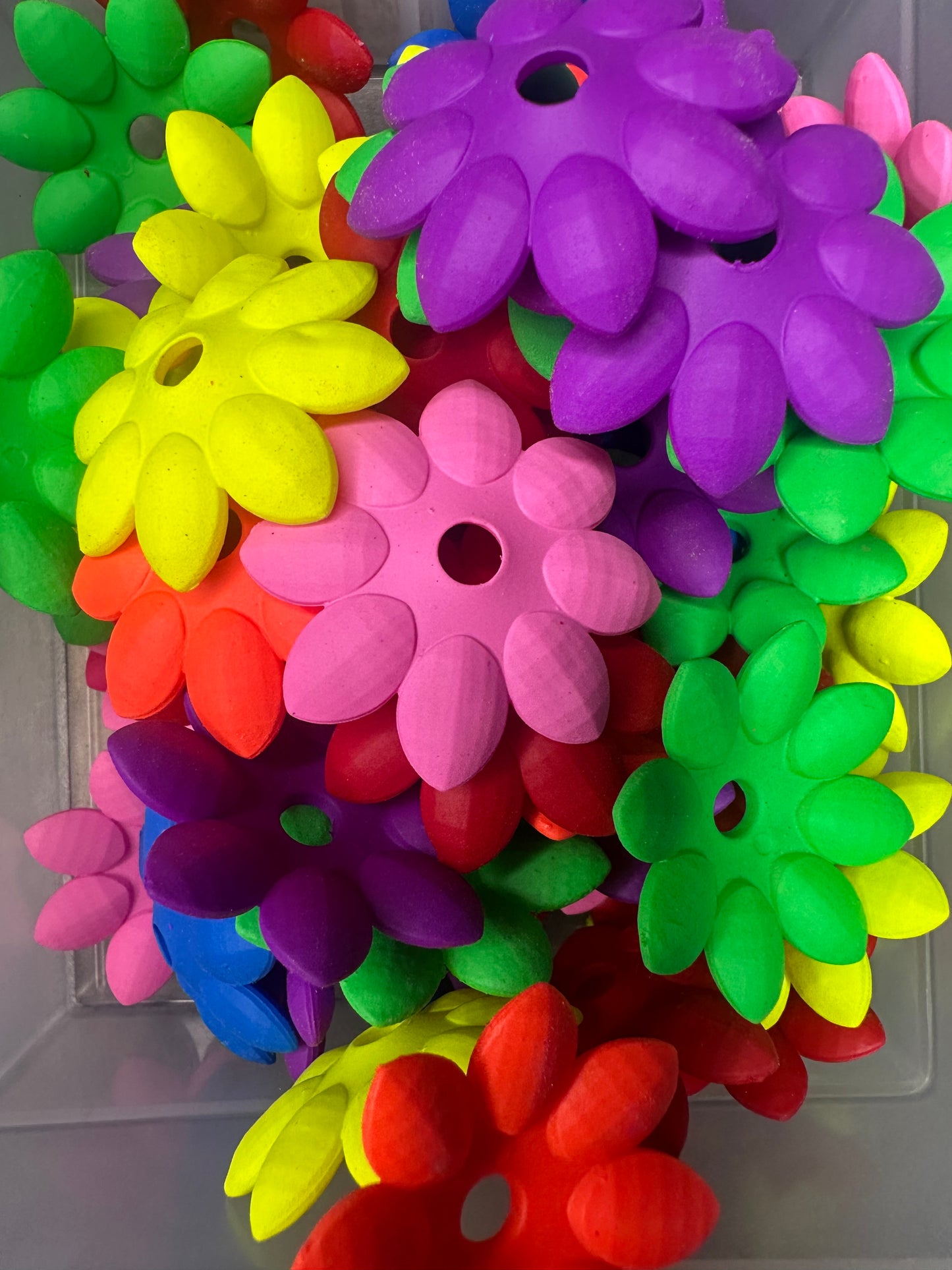 Neon Lotus Flower Spacer Beads – Neon Flower Beads for DIY Crafts (Set of 5) approx. 30+mm - Spacer beads
