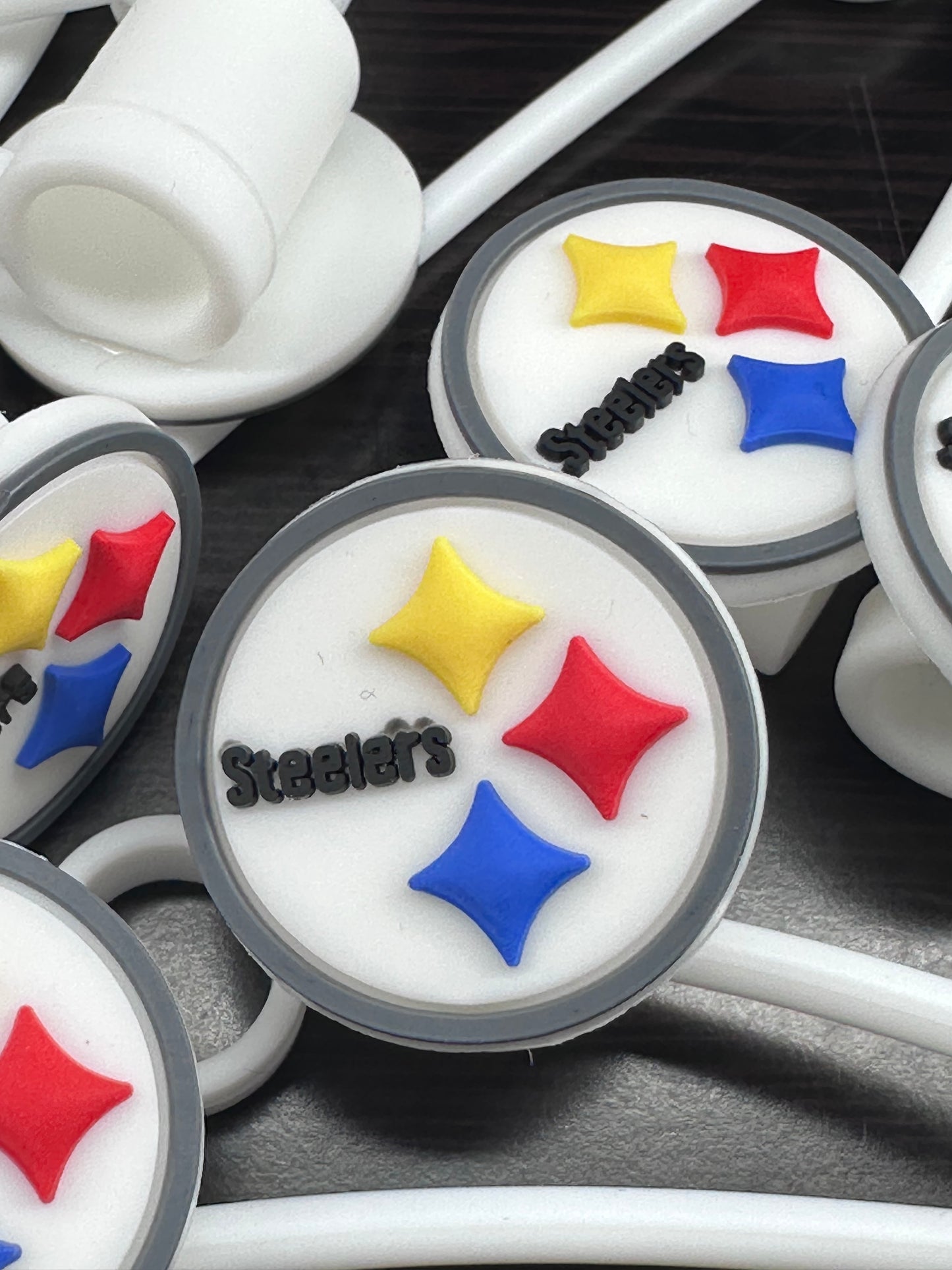 Steelers Sports straw toppers/ fits 30-40 oz tumbler cups/Show your fave team on your Stanley/Fathers Day gift