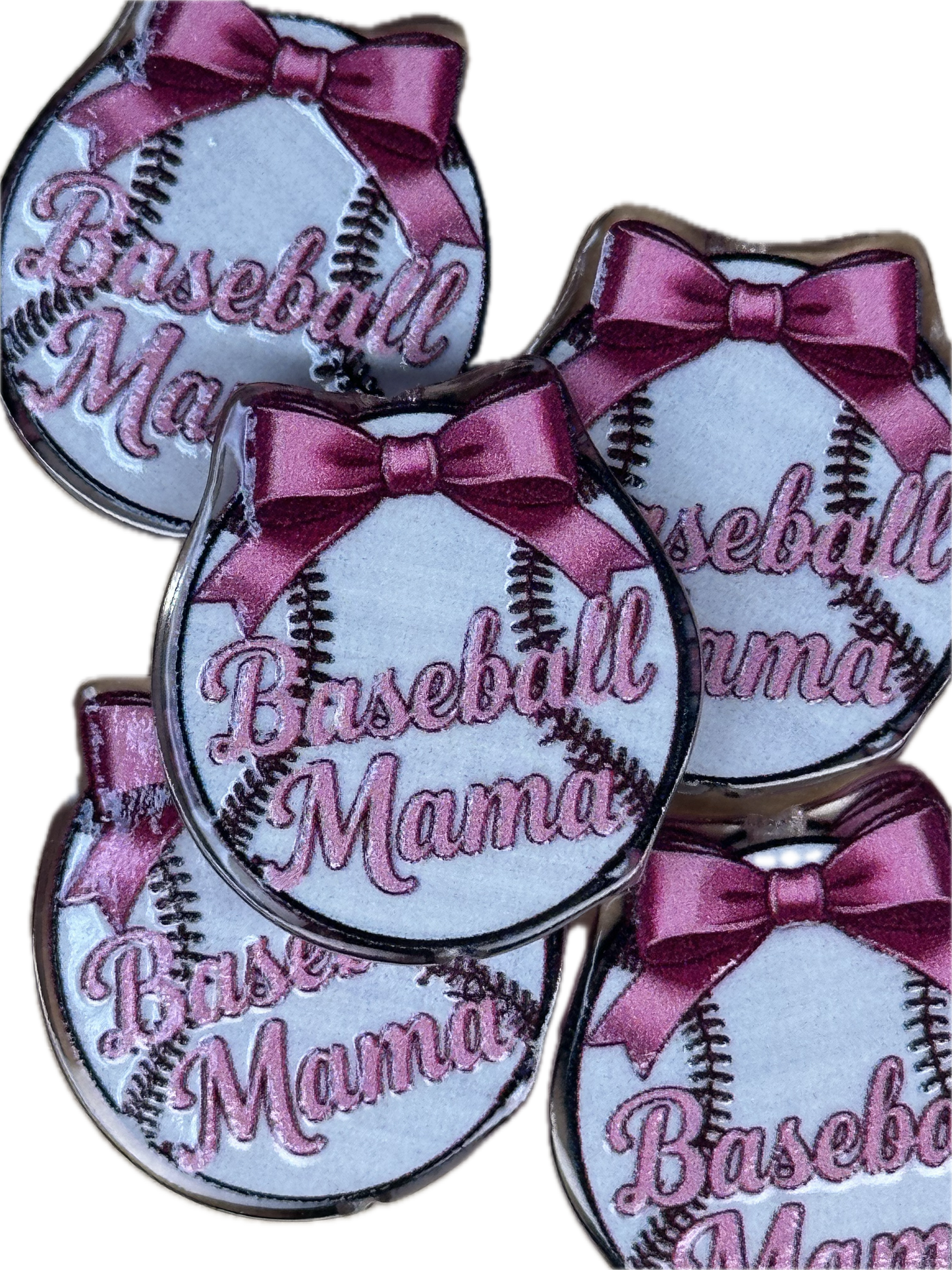 BASEBALL MAMA acrylic focal bead- set of 2/ focal bead/ pen beading / keychain bead