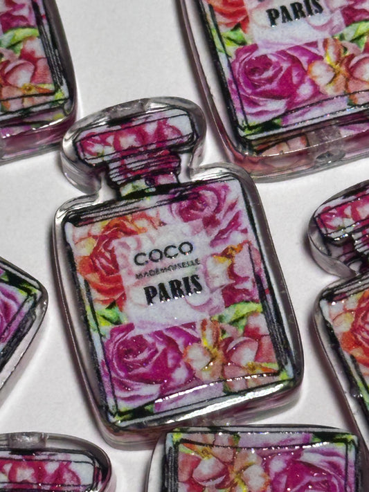 Colorful Perfume bottle acrylic focal bead- set of 2/ focal bead/ pen beading / keychain bead/ Coco