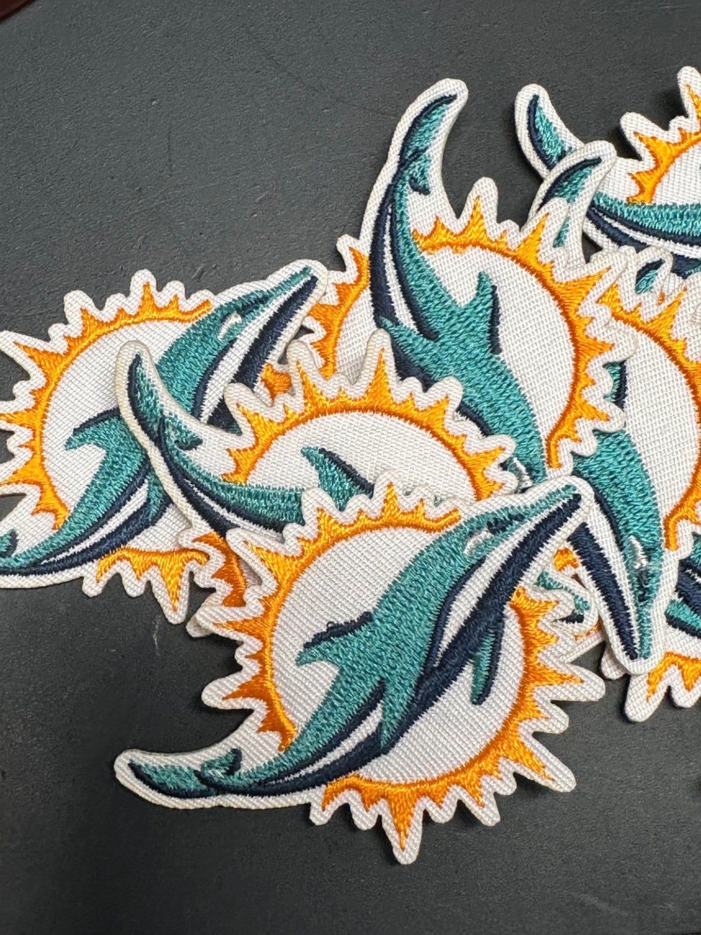 MIAMI DOLPHINS /IRON ON PATCH/ SIZE SMALL/ QUALITY MATERIAL/FABRIC PATCHES/FOOTBALL TEAM
