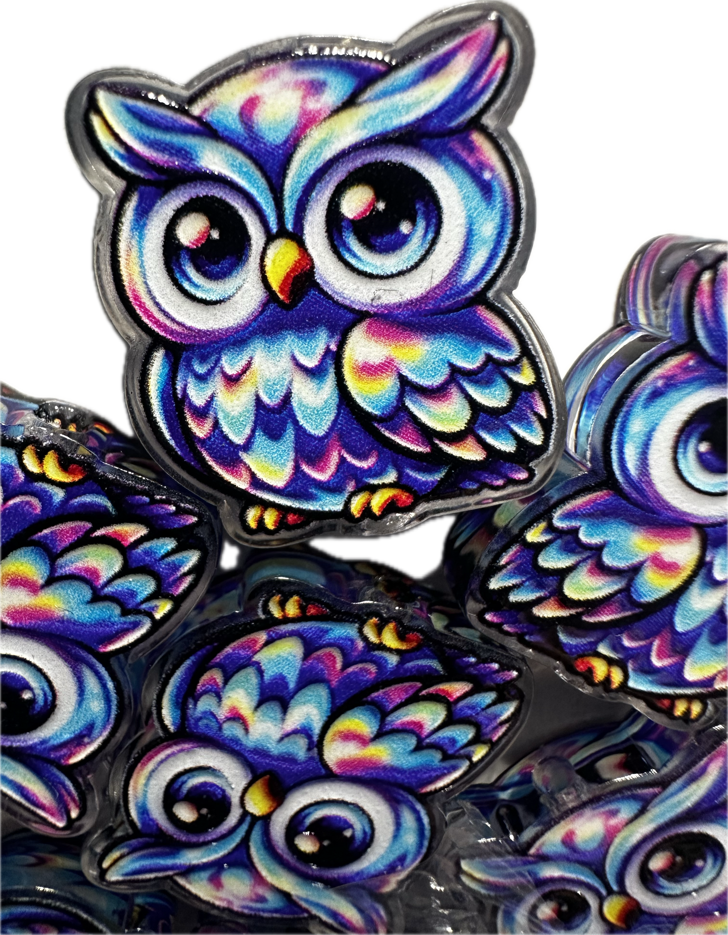 Colorful owl acrylic focal bead- set of 2/ focal bead/ pen beading / keychain bead / bird/ fairytale