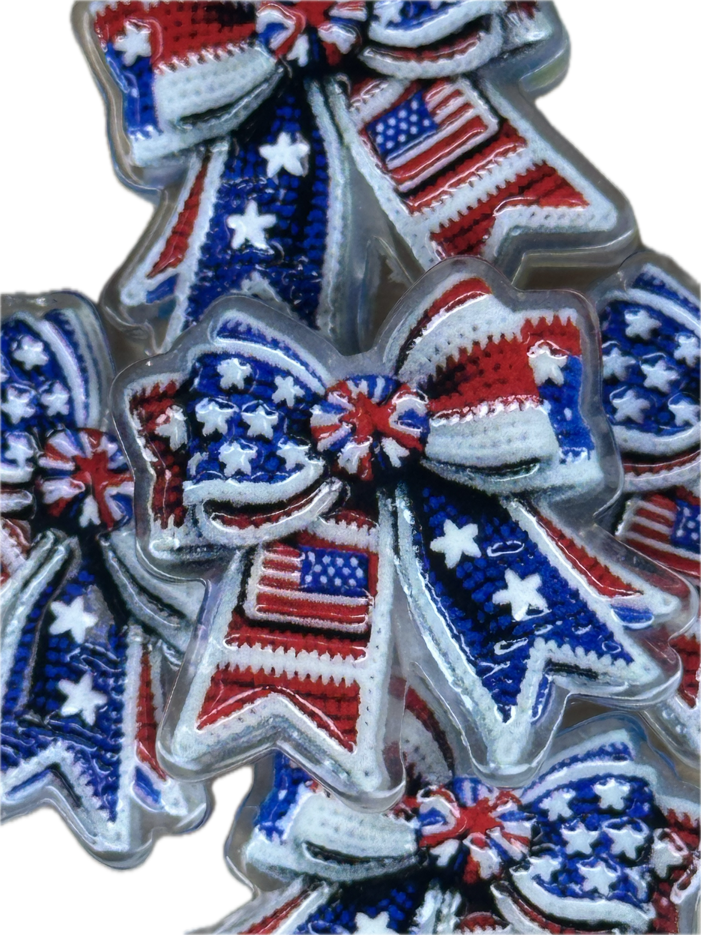 American Flag Bow acrylic focal bead- set of 2/ focal bead/ pen beading / keychain bead/ military/ patriotic