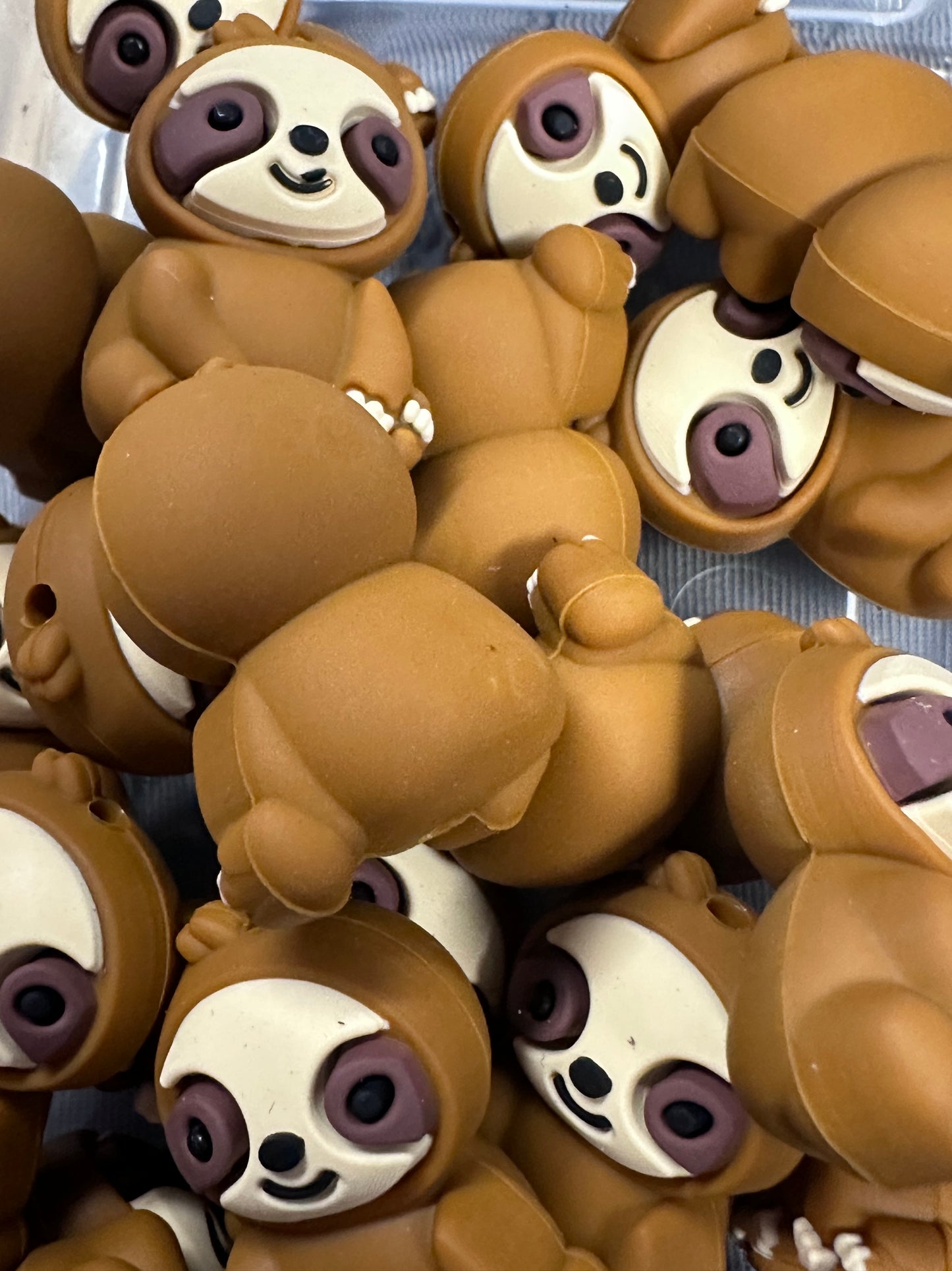 3D Sloth silicone bead/ Keychain bead