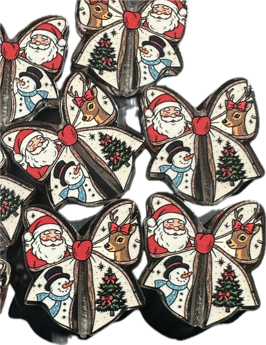 Christmas bow acrylic focal bead- set of 2/ focal bead/ pen beading / keychain bead / jewelry DIY