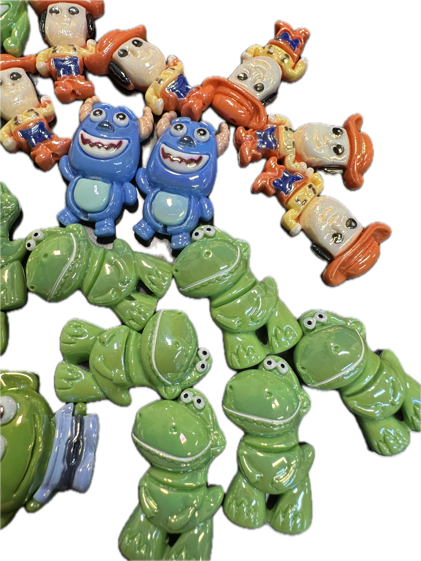 Random Character Flat Back Beads – Set of 10 – Fits Beaded Pens and keychains