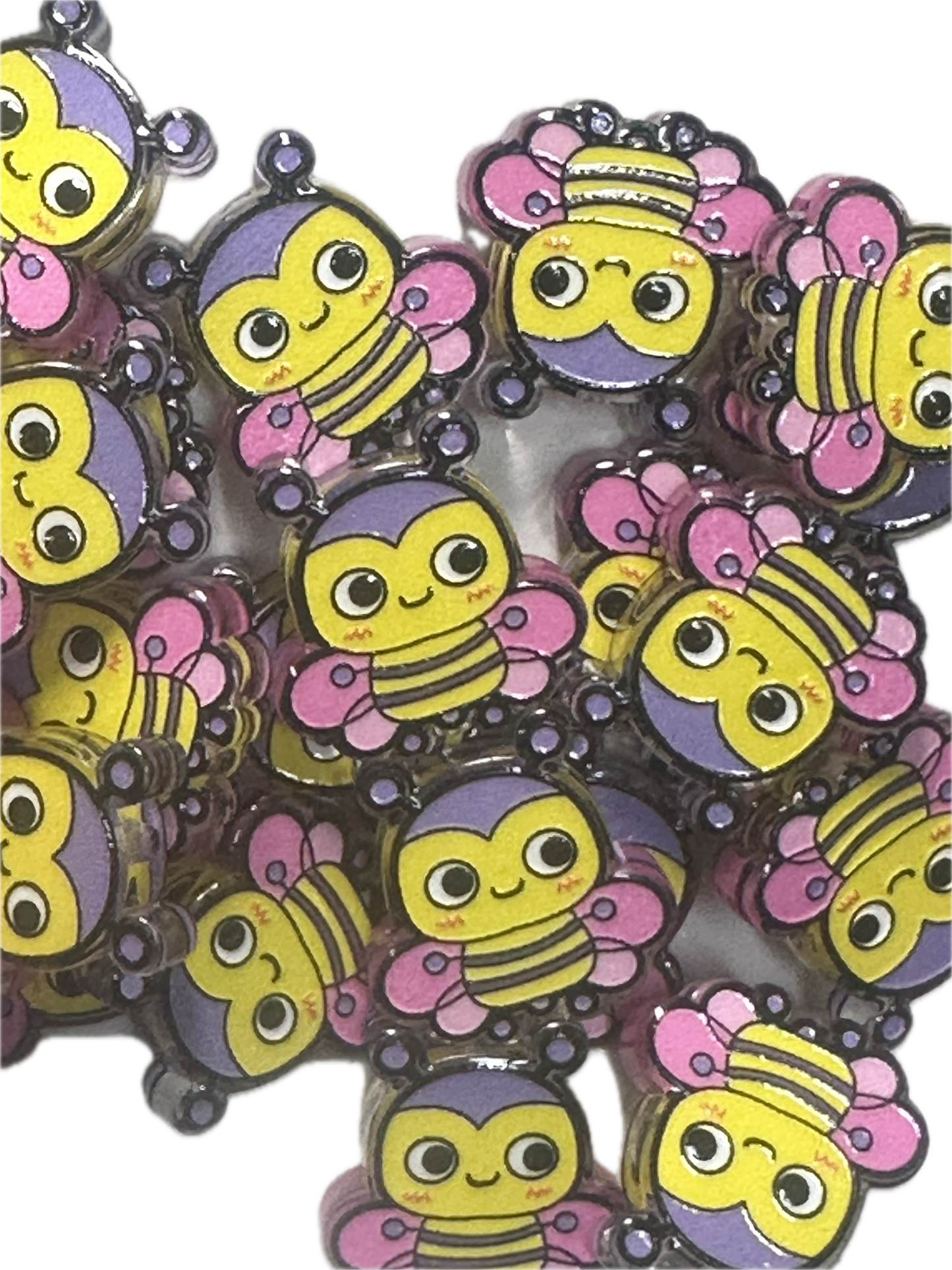 Colorful Bee acrylic focal bead- set of 2/ focal bead/ pen beading / keychain bead/