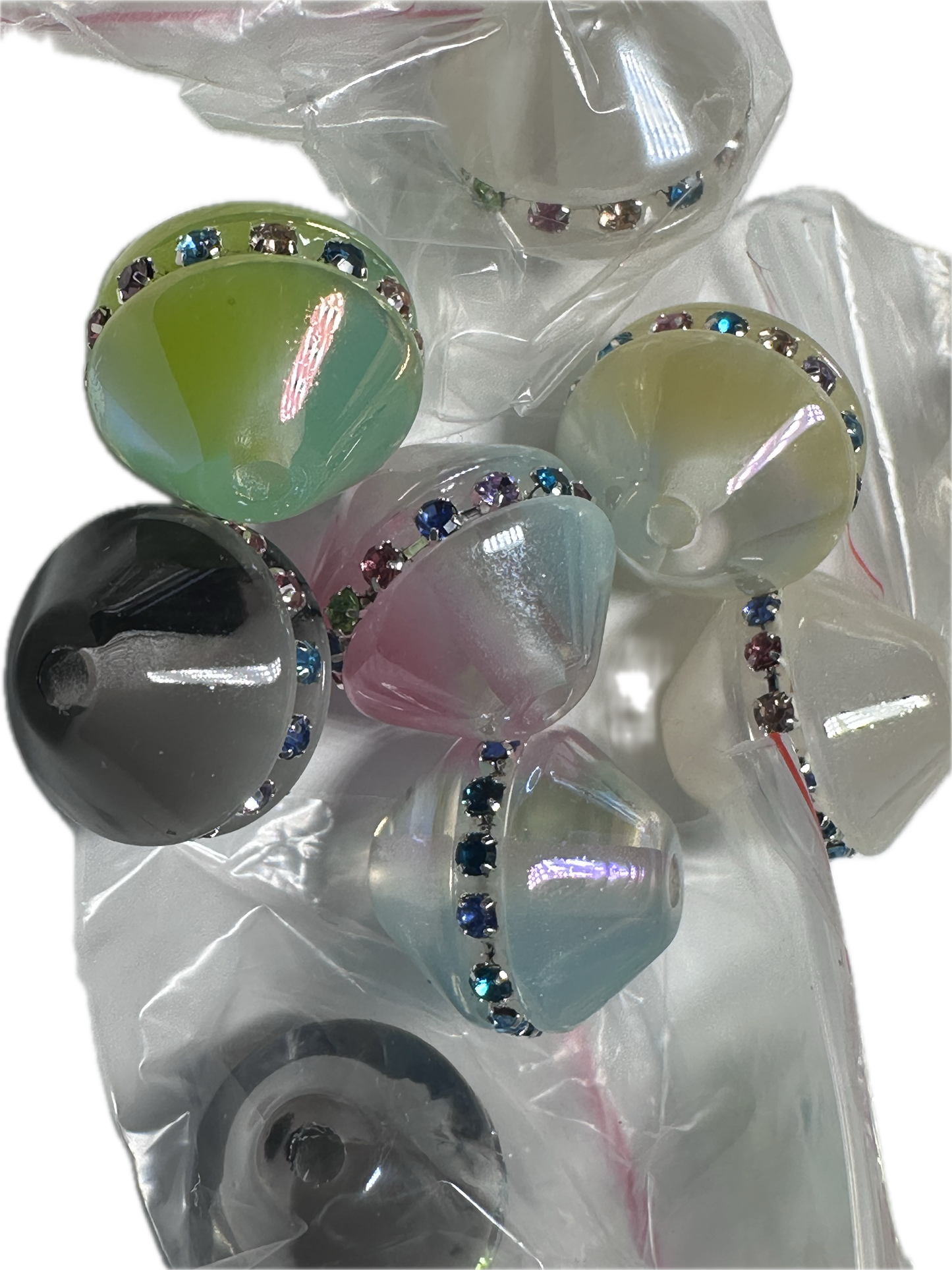 Rhinestone Trim Acrylic Cone Beads – Set of 5