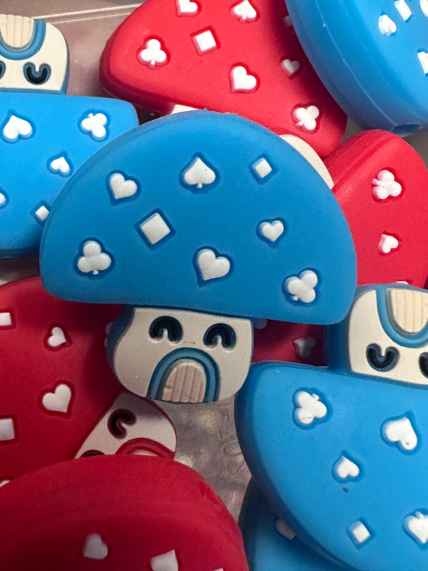 Red or Blue Mushroom Focal Bead/ fungi - 2 beads included