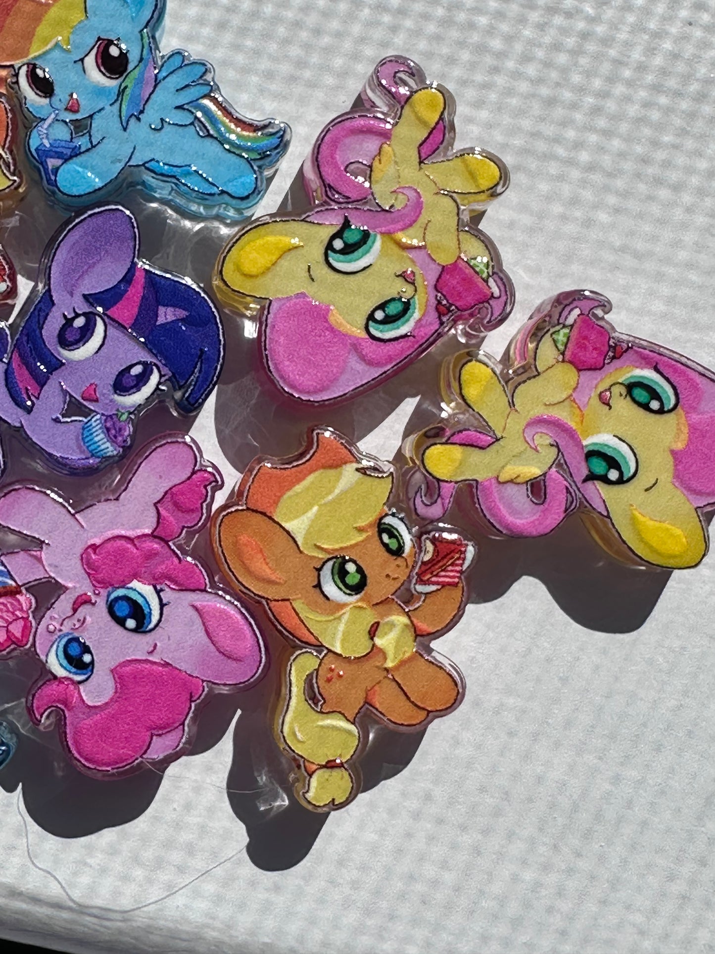 Rainbow ponies acrylic focal bead- set of 2/ focal bead/ pen beading / keychain bead/horse
