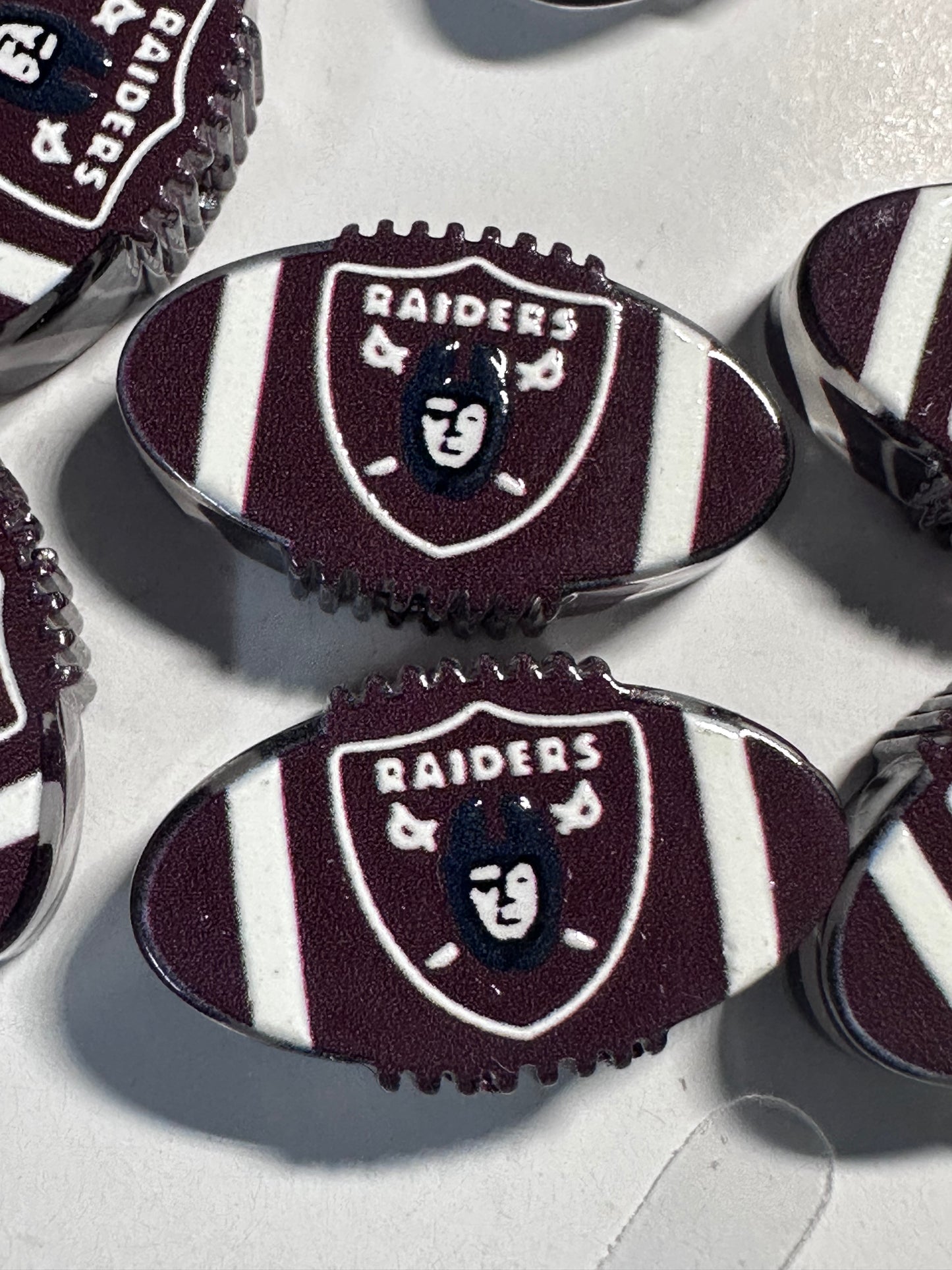 Las Vegas Raiders football shaped acrylic focal bead- set of 2/ focal bead/ pen beading / keychain bead/ football