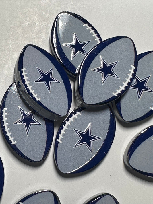 Cowboys football shaped acrylic focal bead- set of 2/ focal bead/ pen beading / keychain bead /star
